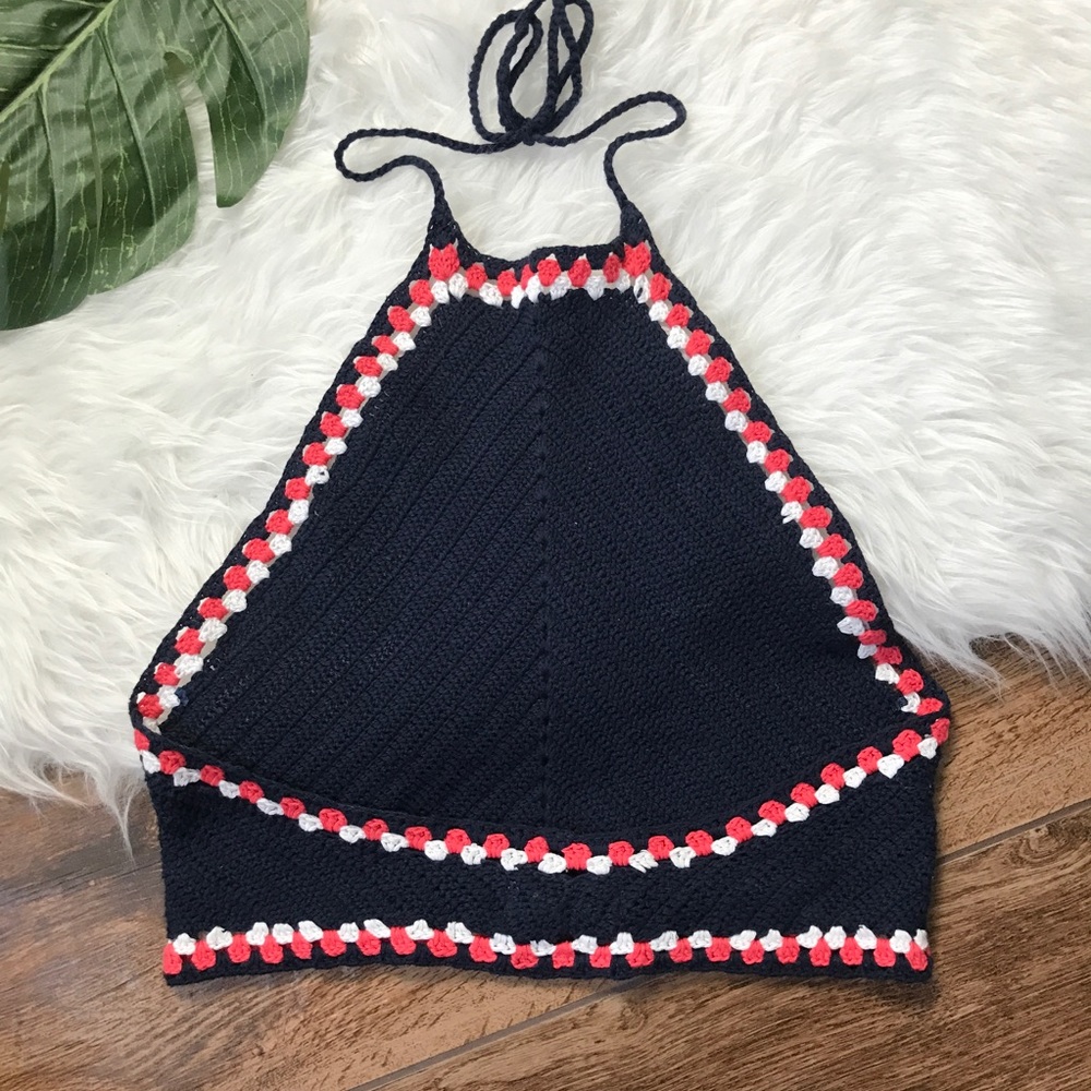 Zara • Knit Crochet Halter Crop Top Festival Top - Picture 5 of 6